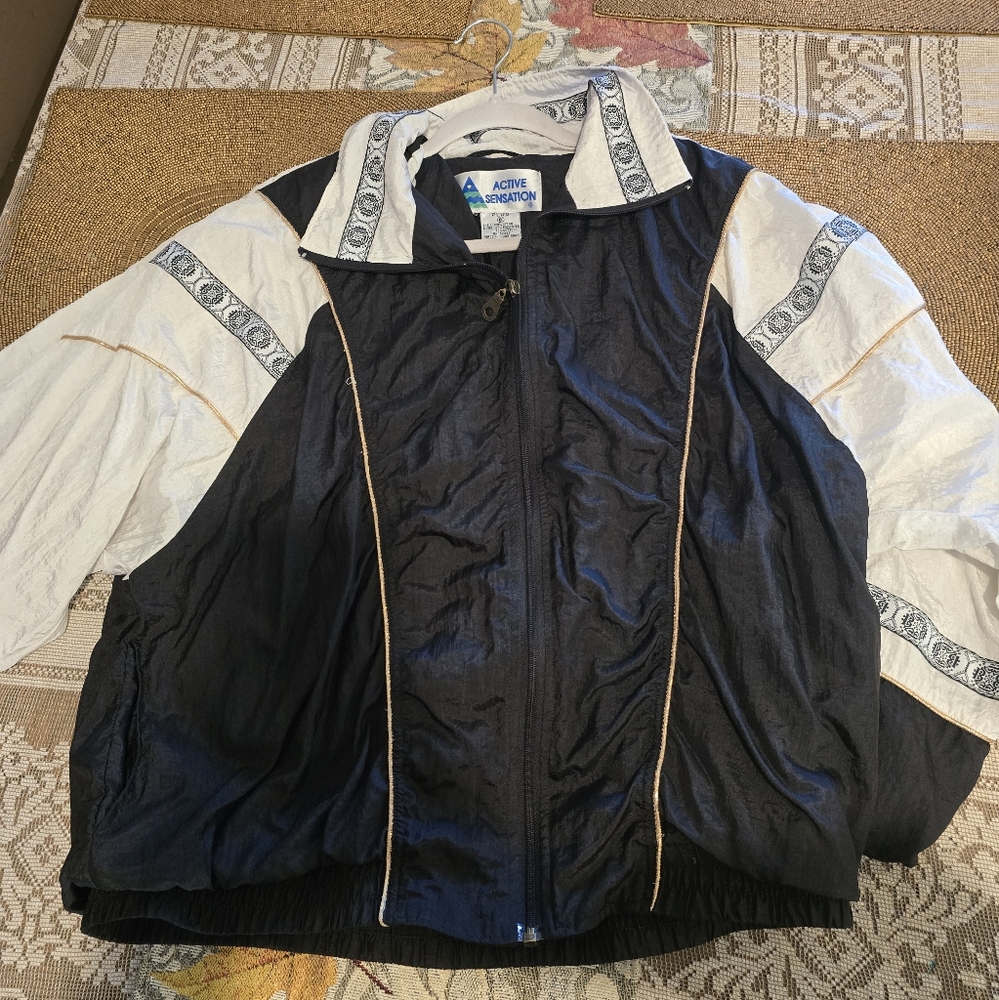 Active Sensation Vintage 90s Windbreaker Lined Jacket Size 1X